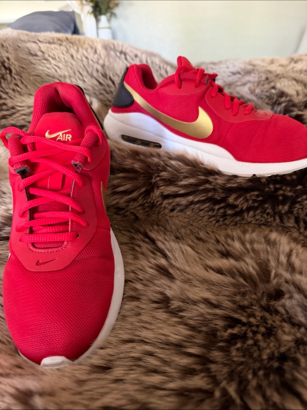 Nike Women's Red and Gold Air Athletic Sneakers